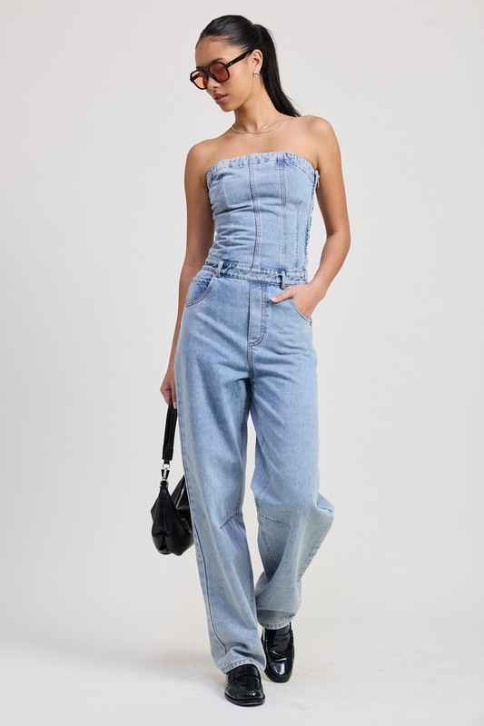 Light Wash Denim Jumpsuit
