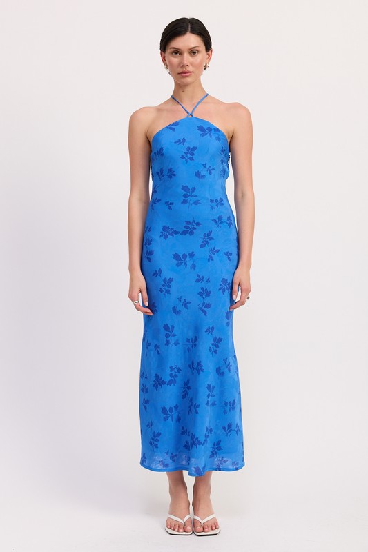 Blue floral halter maxi