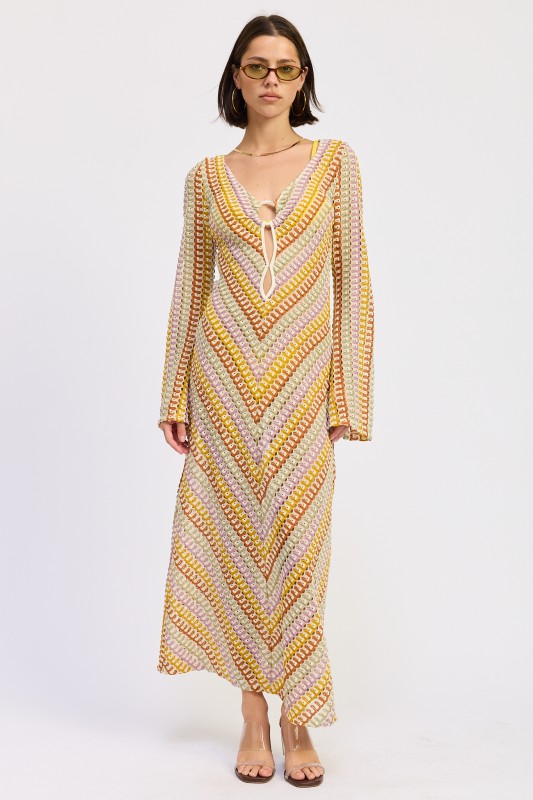 Multicolor crochet maxi dress