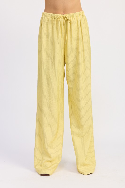 Yellow striped wide leg pants