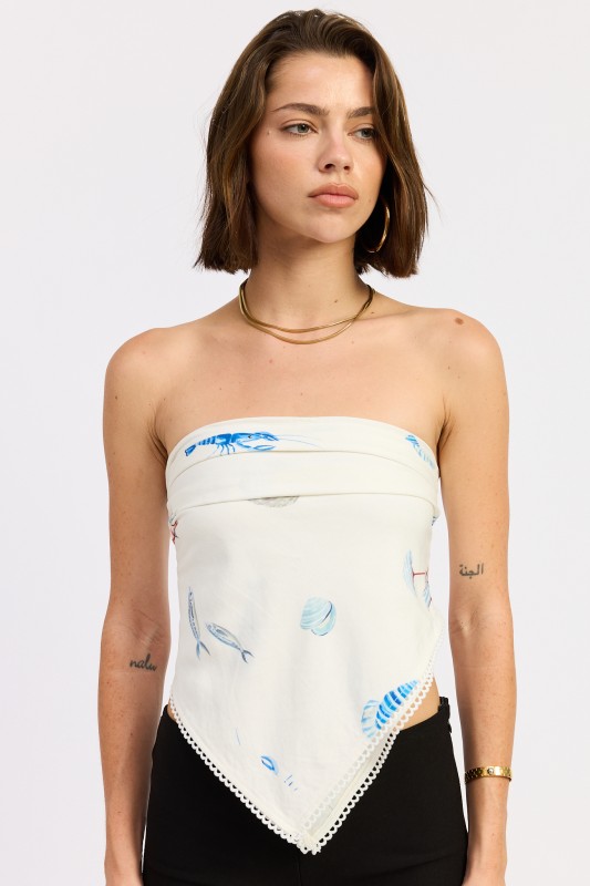 Coastal Print Scarf Top