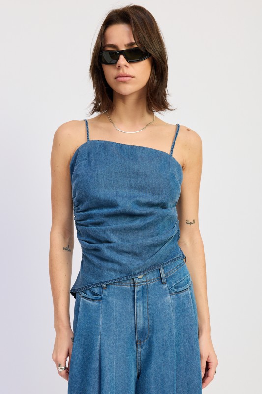 Blue Denim Asymmetrical TopBlue Denim Asymmetrical Top