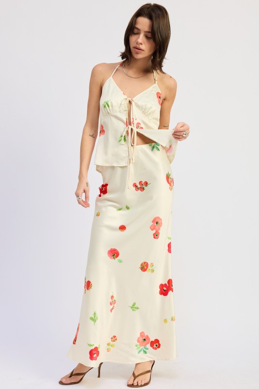 Ivory Floral Tomato Skirt