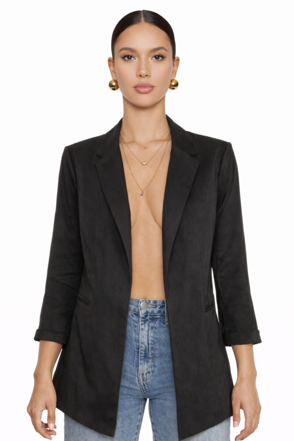 Black faux suede blazer
