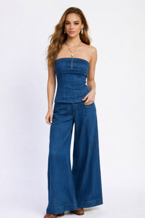 Blue Wide Palazzo Pants