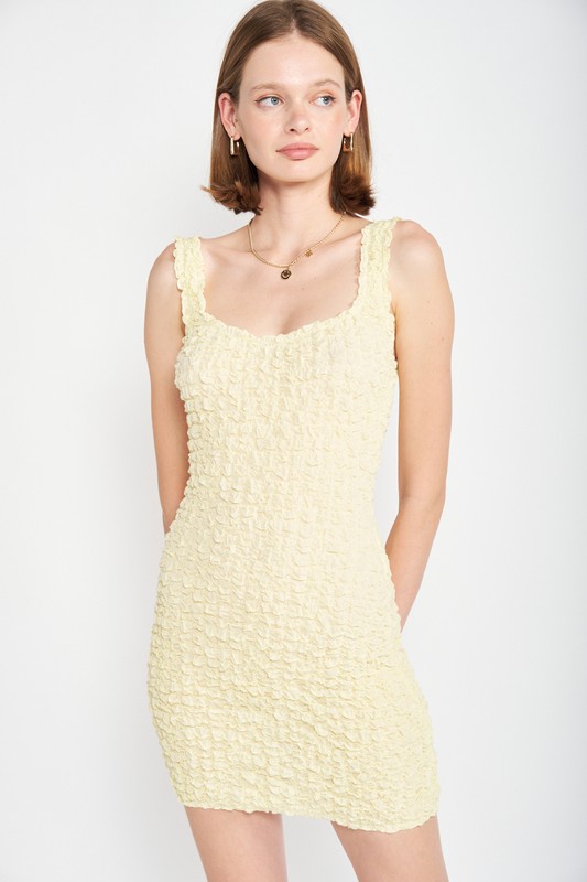 Yellow Smocked Open Back Dress