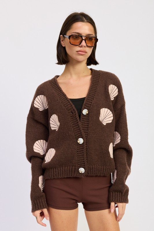 Coastal Shell Mocha Cardigan