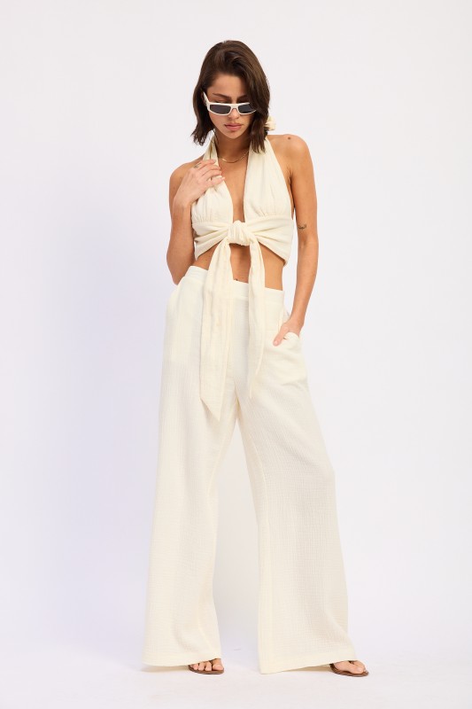 Ivory Palazzo Pants Women
