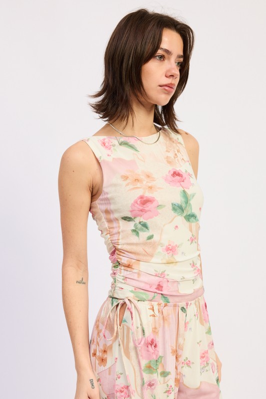 Floral Boat Neck Top