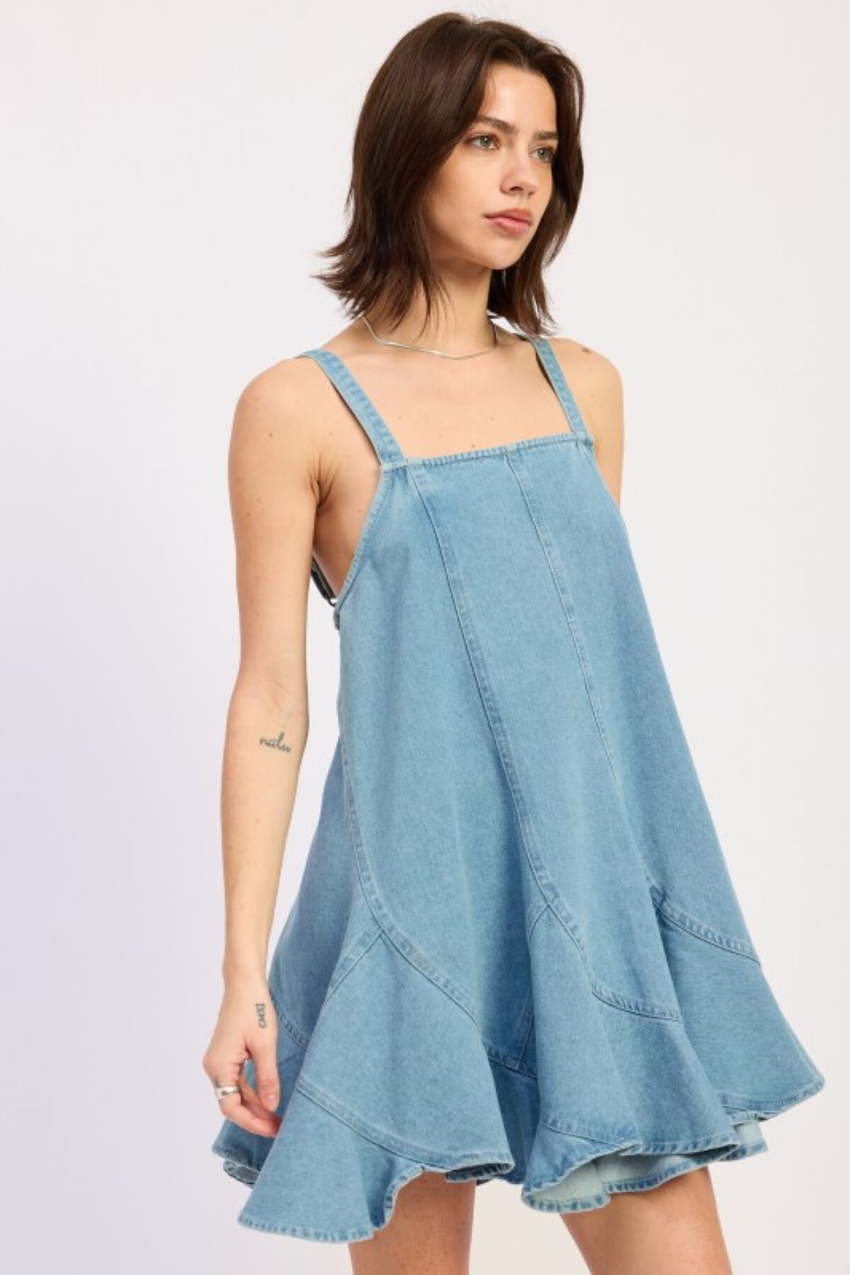 denim dress flowy loveimgs Women's Summer Tie Shoulder Sleeveless Denim Mini Dress Casual Flowy Swing Pleated Short Denim Dress (X-Small,Dark Blue) at Amazon Women's Clothing store