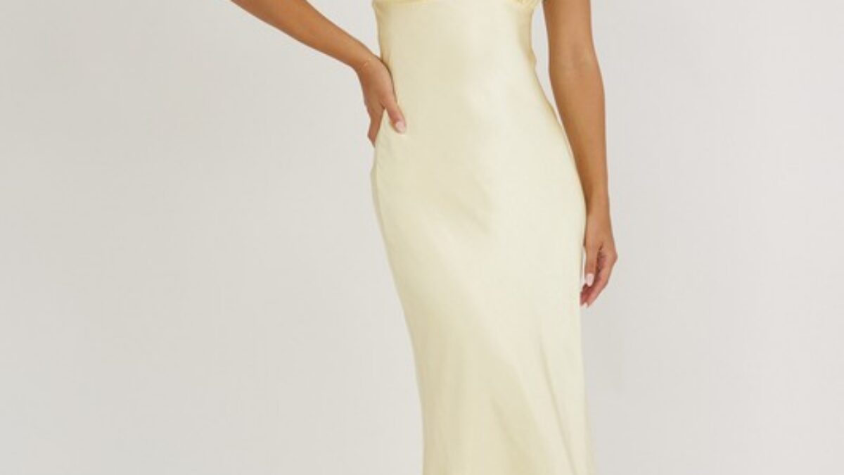 Lemon satin maxi dress