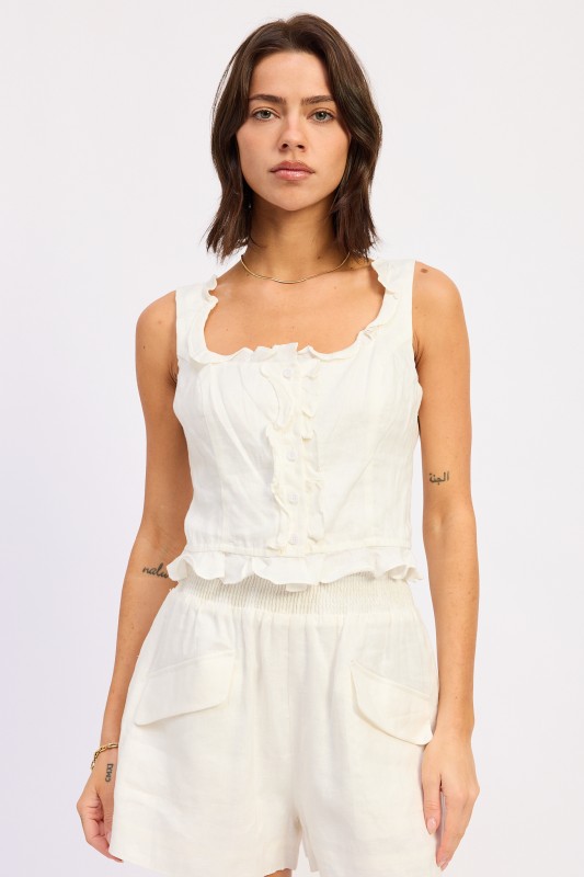 Casual white spring brunch outfit tank top for women