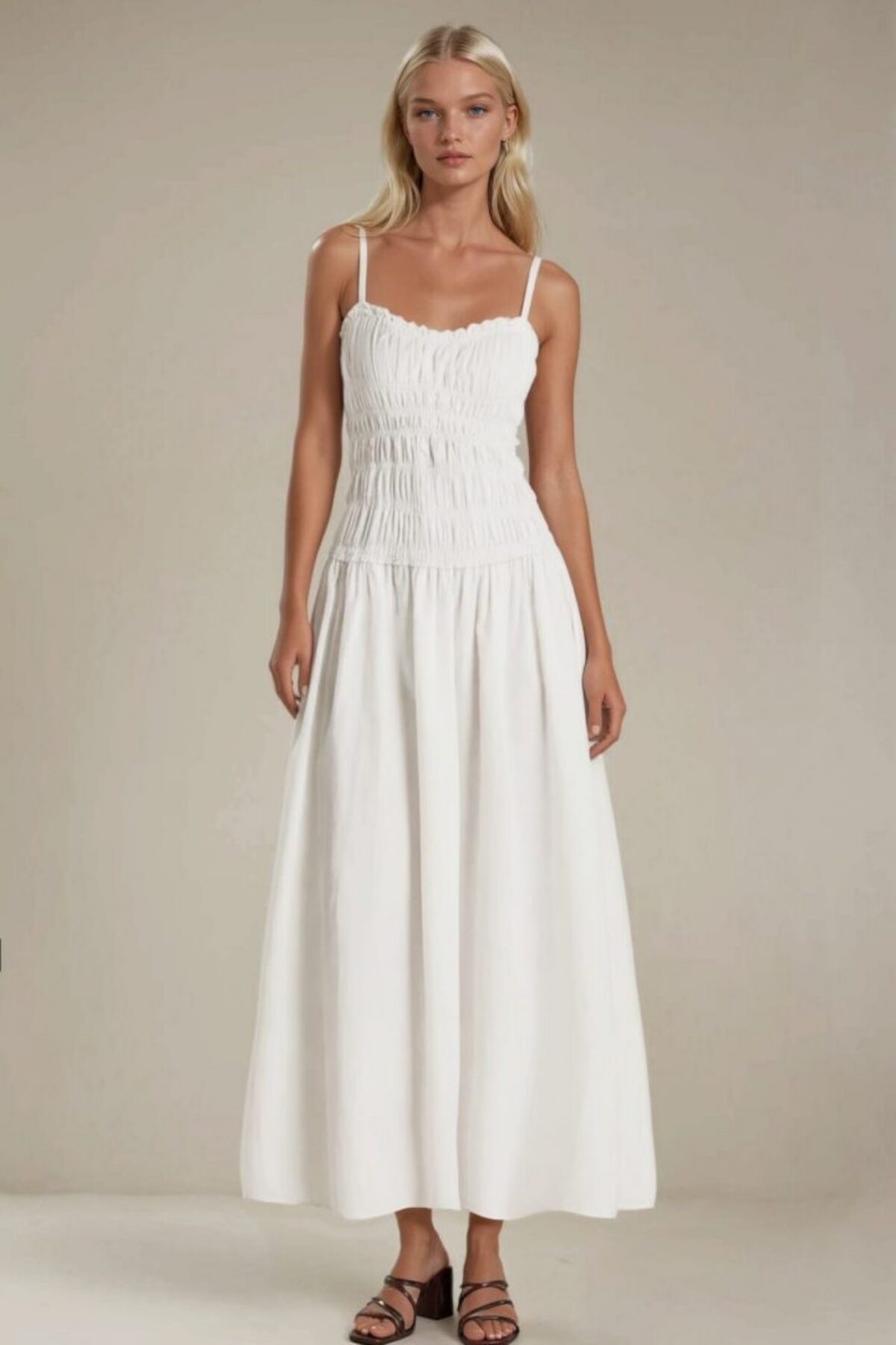 white smock maxi dress Baltic Born Womens Birdie Maxi Dress | White