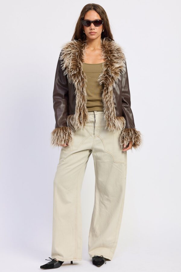 Styled main view of brown jacket – Cocoa Boulevard