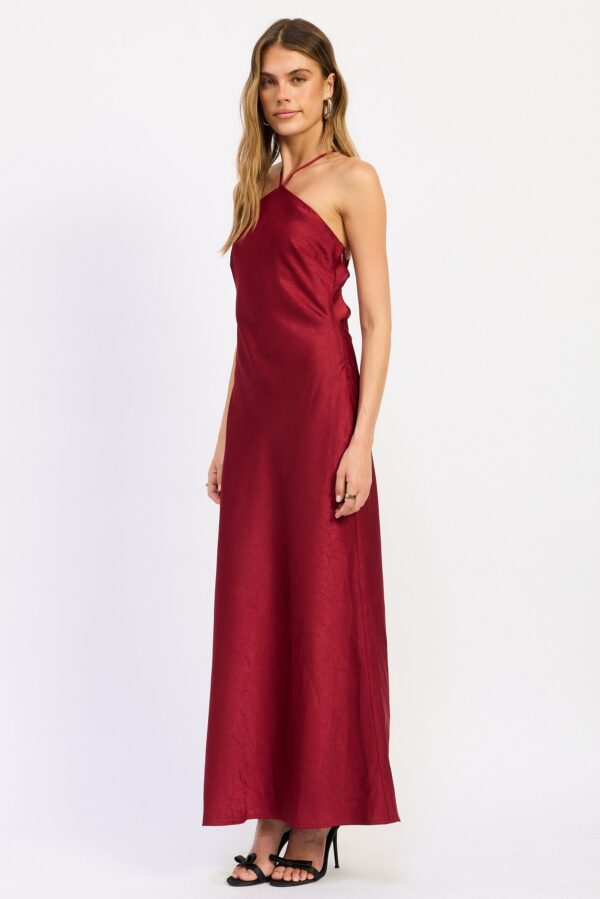 Front pose of ruby midi dress – Crimson Toast